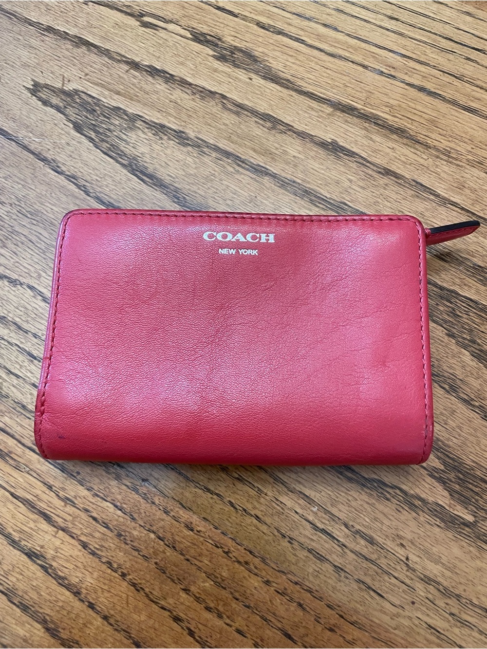 Coach Red Leather Zip-Around Wallet
